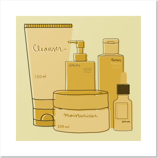 Skincare Essentials (Yellow Theme) Wall Art by aaalou